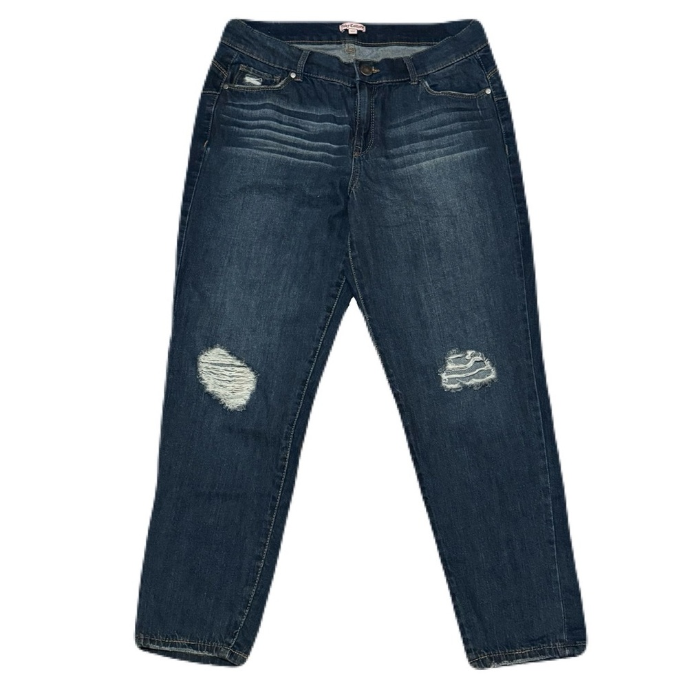Cropped Distressed Juicy Couture Los Angeles Med Dark Wash Comfort Jeans Size 8